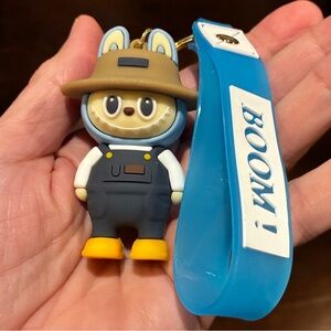 Cute Labubu style Monster Keychain with Blue Strap